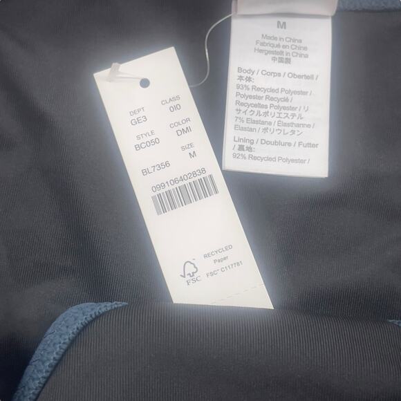 J Crew Textured Cheeky Bikini Bottom Dark Blue Curved Waist Size Med BC050 New - Picture 4 of 5